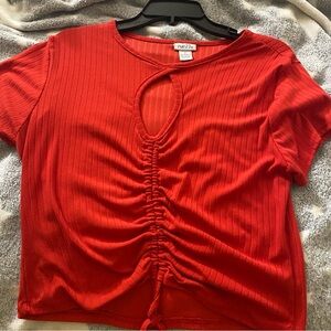 Adjustable Red Ruched Crop Top